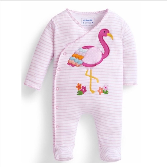JoJo Maman Bebe One Pieces Nwot Pink Flamingo Footed Sleeper Kimono